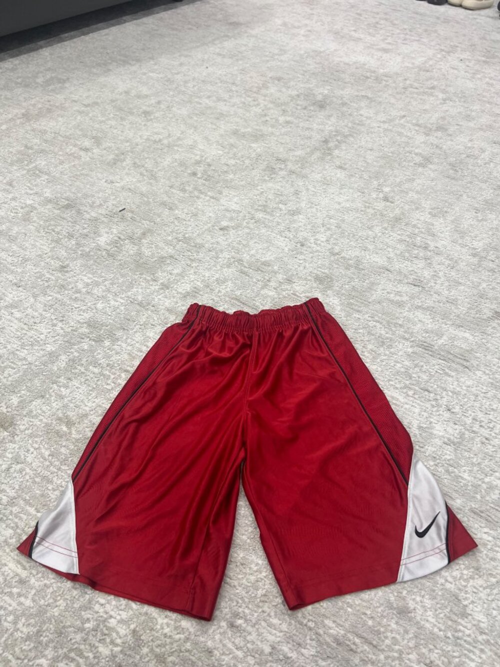 Nike Red Athletic Shorts with White Side Panels Size L